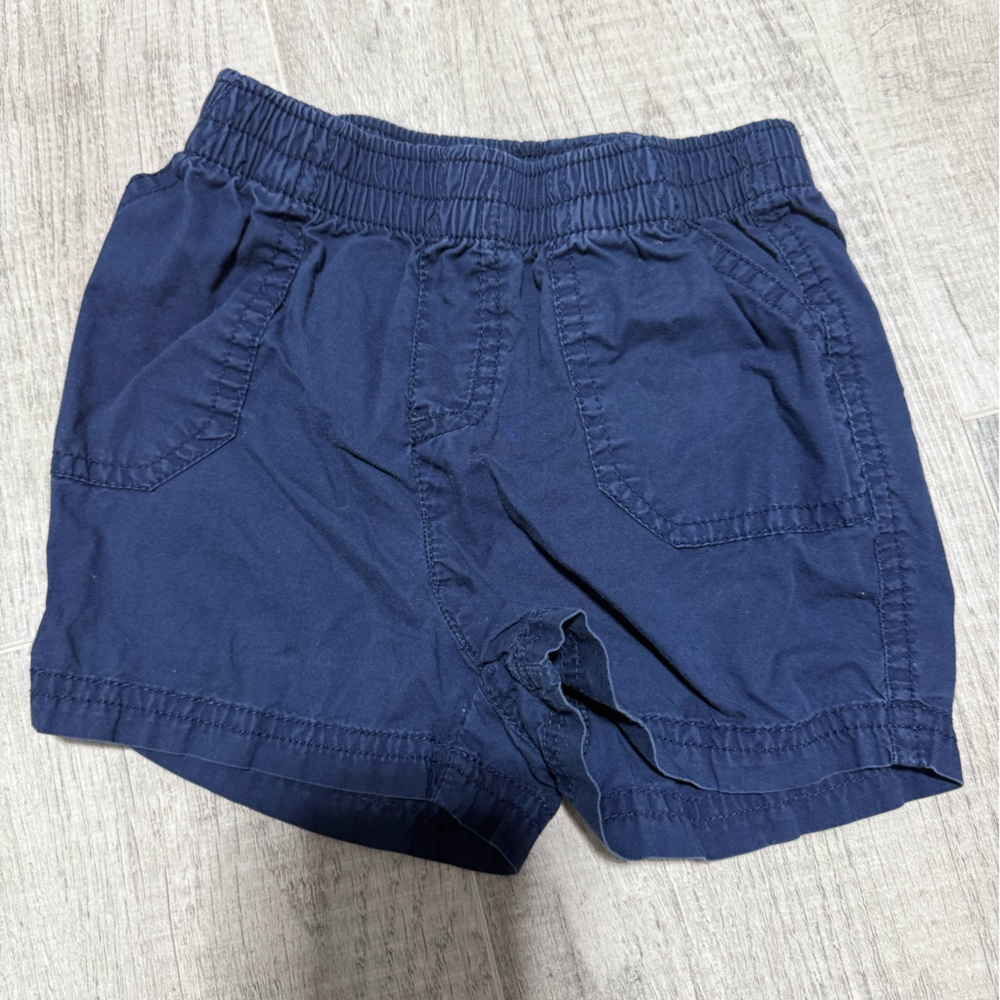 Navy Blue Elastic Waist Shorts